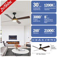 Ventilateur de plafond intelligent 1stshine 52 pouces avec commande Wi-Fi, compatible vocale, télécommande intelligente, design moderne, éclairage LED