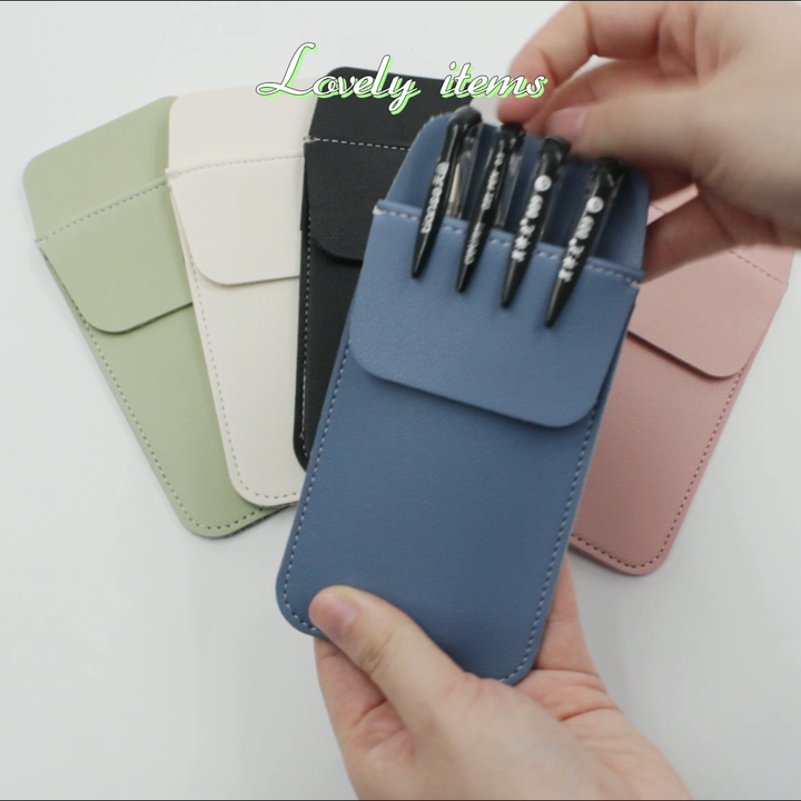Portapenne Portatile Con Cordino – Pelle PU, 6,7x2,8 Cm – Pratico Per Penne, Badge, Chiavi – Nero/Caffè