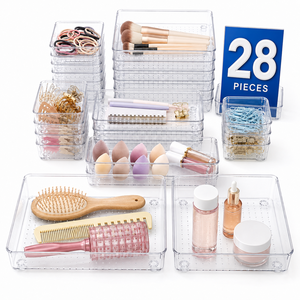Tongling Transparentes PET-Aufbewahrungsset Stapelbare Modulare Behälter und Schubladen für Küche, Bad, Schminktisch, Büro und Kleiderschrank - Product Image 1