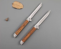 Couteau pliant de survie tactique pour le bushcraft et le camping, lame 3Cr13, poignée en bois dur, longueur totale 20 cm, modèle Z090, pour l'extérieur