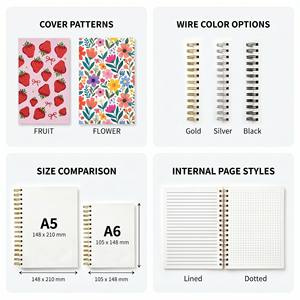 Cuaderno Espiral <span class=keywords><strong>A5</strong></span> al por Mayor, Diseño Personalizado, Agenda, <span class=keywords><strong>Libreta</strong></span> de Tapa Dura con Espiral para Bodas y Lectura - Product Image 3