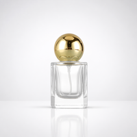 Flacon de parfum carré en verre personnalisé 30ml 50ml 100ml avec bouchon rond en métal doré ou argenté, conteneur vide de luxe à fond épais avec atomiseur