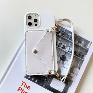 Luxury Hanging Cell Phone Case With Lanyard Neck Strap String Cord Rope Cover For Iphone 13 Pro Max Mini Magnetic Wallet Case