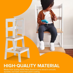 Sgabello per Bambini 2 in 1 Pieghevole per Cucina, Produzione Professionale su Misura, Sgabello in Legno a Quattro Gradini per l'Apprendimento - Product Image 3