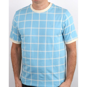 Hombres último diseño de alta calidad 100% algodón ventana comprobar camiseta contraste crema Ringer cuello y puños con estampado de verificación a juego - Product Image 4