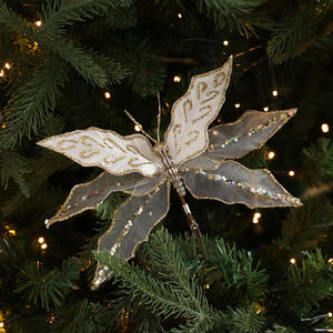 Ornamen Natal capung buatan, hiasan Natal capung berkilau Natal dengan klip untuk dekorasi karangan bunga pohon Natal - Product Image 6