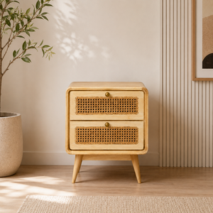 Mesa de Noche Nórdica Moderna de Mediados de Siglo, de Madera Maciza, con 2 Cajones, Mueble de Dormitorio para el Hogar y Hoteles - Product Image 2