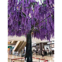 Pohon bunga Wisteria buatan, bunga sutra ungu tanaman Wisteria untuk dalam ruangan luar ruangan rumah pesta pernikahan dekorasi restoran