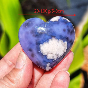 Nouvel Arrivage en Gros : Pierre de Palmier Cœur en Agate Fleur Bleue, Cristal Artisanal de Forme Libre Fleur Violette pour la Décoration - Product Image 3