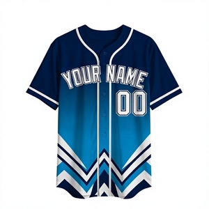 Maillot de baseball bleu marine personnalisé à chevrons, uniforme d'équipe à boutons, sublimation, t-shirt athlétique anti-humidité, OEM ODM - Product Image 1