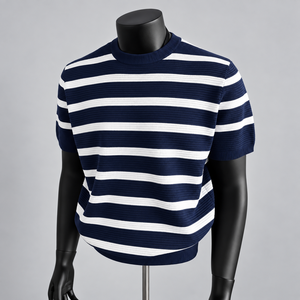 <span class=keywords><strong>Camisa</strong></span> de Verano para Hombre, Casual, a Rayas Blancas y Negras, Corte Ajustado, Antiarrugas, de Secado Rápido, Manga Corta - Product Image 2