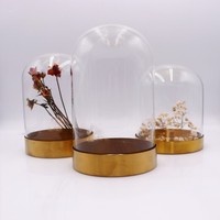 2023 nouveau design mode dôme en verre couverture cloche verre jardin dôme préservé dôme en verre base en or avec lumières led