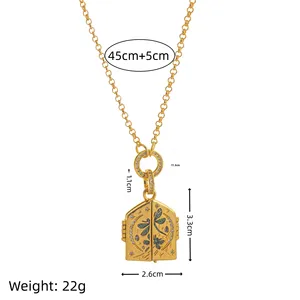 Collar con Colgante de Acero Inoxidable, Puerta de la Resurrección que se Abre/Cierra, Colgante Pintado a Mano, Cadena para Suéter - Product Image 4