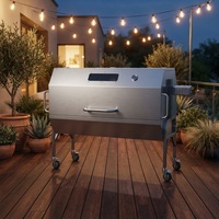 Barbecue portable au gaz et au charbon de bois, rôtissoire robuste en acier inoxydable avec hauteur réglable pour rôtir un agneau entier