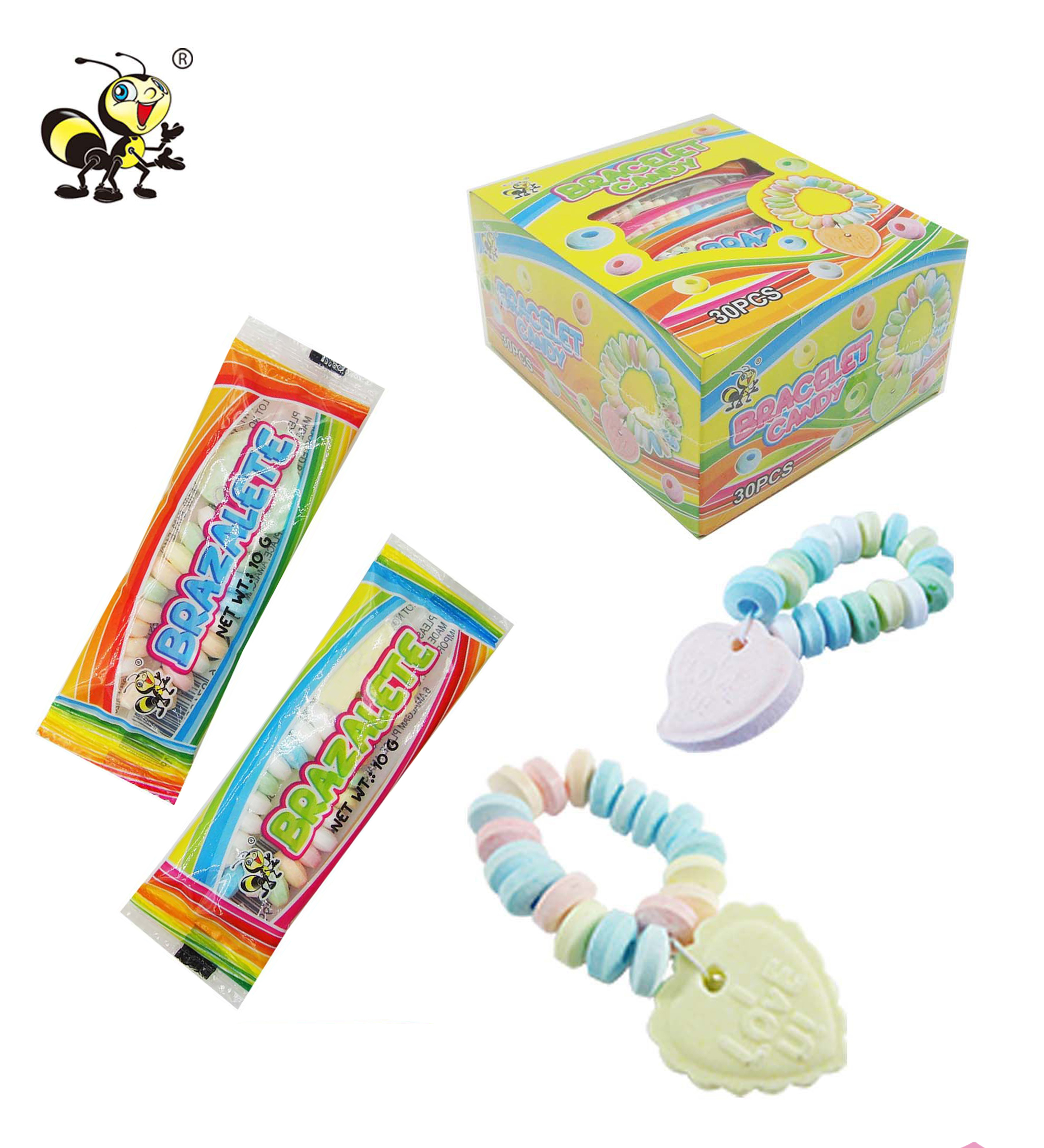 Новое ожерелье браслет конфеты в форме сердца конфеты кондитерские изделия декстроза Прессованные Конфеты жесткие конфеты