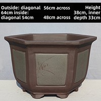 Pot Bunga Heksagonal Berukuran Besar Gaya Cina Buatan Tangan dari Tanah Liat Ungu Yixing, Pot Ekstra Besar yang Ditinggikan dan Diperdalam 1 Meter.