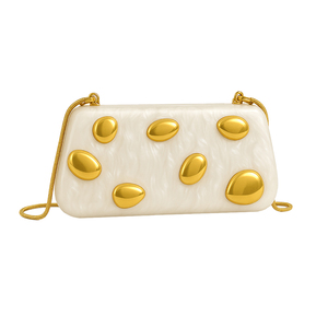 Bolso de noche de acrílico con diseño de cúpula para mujer, cartera brillante con efecto mármol, bolso de mano con cadena desmontable para salir de noche o ir a un cóctel - Product Image 2