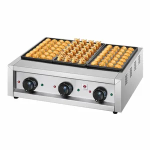 Yeni 3-Plate paslanmaz çelik Takoyaki ızgara ticari gaz balık pelet makinesi restoran kullanımı için
