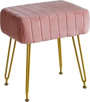 Banc ottoman moderne Banc en velours avec repose-pieds rembourrés pour le salon avec pieds en métal doré et siège rembourré rose
