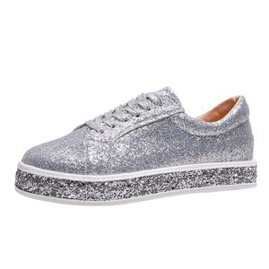 Baskets plates à plateforme scintillantes <span class=keywords><strong>pour</strong></span> femmes, bout rond, <span class=keywords><strong>chaussures</strong></span> décontractées antidérapantes à semelle en caoutchouc <span class=keywords><strong>pour</strong></span> fêtes et usage quotidien - Product Image 2