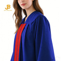Chapeau et robe de graduation personnalisés avec logo disponible, bleu royal-rouge mat, avec gland