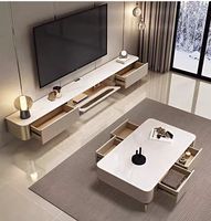 Combinaison table basse et meuble TV en bois massif de luxe léger pour le salon meuble TV de petite taille