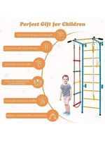 Structure de jeu d'escalade 5 fonctions pour enfants, combinaison mur d'escalade, barre de traction, échelle de corde, anneaux de gymnastique, structure de jeu d'intérieur