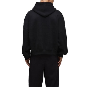 <span class=keywords><strong>Sweat</strong></span>-shirt à capuche oversize noir uni pour <span class=keywords><strong>homme</strong></span>, personnalisable avec broderie, en molleton de coton épais, coupe carrée, haute qualité - Product Image 4