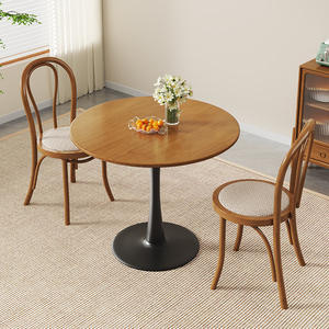 Mesa Redonda Pequeña de Madera Maciza para Recepción, Negociación o Comedor, para Cafetería o Muebles de Sala de Estar - Product Image 3