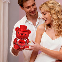 Boîte à bijoux AYOYO en forme d'ours en peluche multicolore avec fleurs préservées, cadeau pour la Saint-Valentin