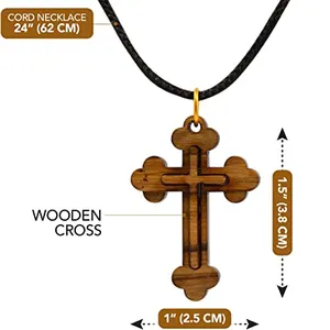 Olive Wood Cross Pendant Universal For Boys And Girls Wooden Cross Necklace Natural