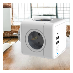 France Multifunctional Wall Plug 7-in-1 Power Cube Socket with <b>Switch</b> With 2 <b>USB</b> Ports 1 Type C - Product Image 1