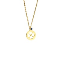 Collier Cœur Creux Simple avec Breloque Ronde et Petite Perle Bleue – Accessoire de Mode Chic et Tendance pour Femme – Vente en Gros TGXL14709