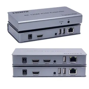 4K 120M KVM HDMI uyumlu uzatıcı adaptörü üzerinden RJ45 Ethernet Cat5e Cat6 kablo IR uzaktan dönüştürücü TX RX USB cihaz uzatma
