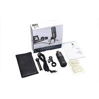 AT2020USB + Microphone à condensateur filaire pour podcasting Support de micro de table Équipement de studio d'enregistrement pour chanter en direct