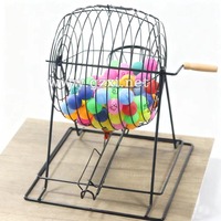 Jeu de Bingo Huaxi avec cage en fil métallique, 75/90/100 balles, machine à loterie rotative, jouet artisanal non toxique et léger