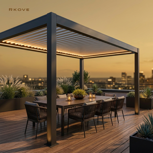 หลังคาอะลูมิเนียม RKOVE ขนาด 3x6 เมตร สีดำ ดีไซน์ทันสมัย สำหรับคลุมลานกลางแจ้ง พร้อมไฟ LED แถบยาว ทนทานต่อสภาพอากาศ โครงเคลือบสีฝุ่น - Product Image 1