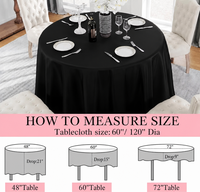 Nappe ronde en polyester brossé, nappe ronde noire |   Nappe en polyester, résistante aux taches et aux plis