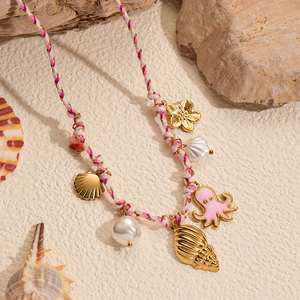 Collares de Moda de Verano, Acero Inoxidable 316L, Chapado en Oro de 14k y 18k, Collar de Cuerda con Conchas Marinas Hawaianas Coloridas para Mujer - Product Image 2