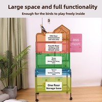Grande cage à oiseaux en métal, cage à perroquets extra-large, habitat de luxe de style villa, support spécialement conçu pour les calopsittes