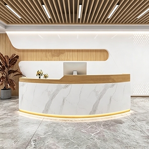 CR177 Milk Tea Shop Bar Table Commercial Cashier Counter MDF Custom Size Modern Beauty Salon Reception Desk Small Store Cabinet - Product Image 6