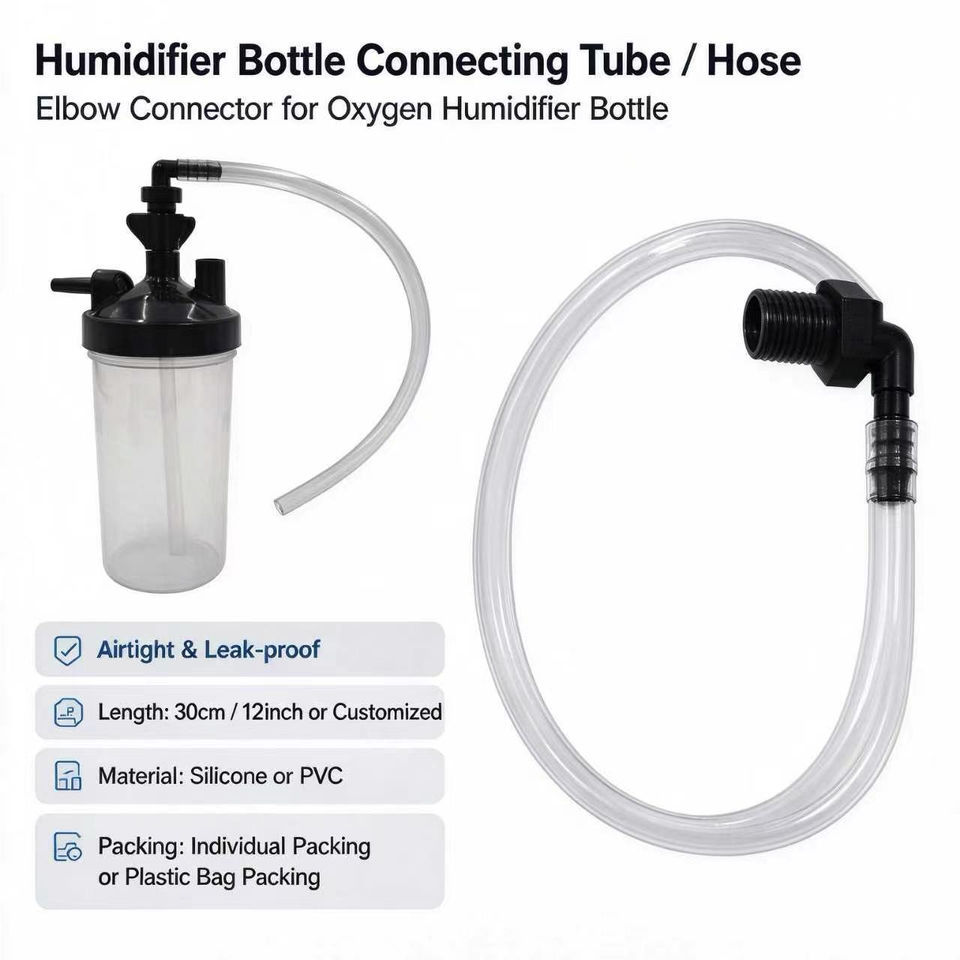 O2 Humidifer Oxygen Humidifier Bottle Connecting Tube Silicone or PVC Hose Elbow ...