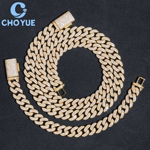 Collar de Cadena Cubana de Plata de Ley 925 Chapado en Oro con Moissanita, Estilo Hiphop para Hombre, Joyería para Uso Diario - Product Image 6