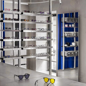 Wooden Eyeglasses Store Wall <b>Mounted</b> Display <b>Stand</b> Modern Optical Shop Interior Design Fancy Optical Shop Layout - Product Image 1