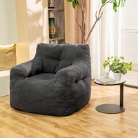 Fauteuil pouf en peluche douce Loveliving pour adultes avec support pour la tête et le dos, tissu extra large résistant aux déchirures, canapé paresseux avec accoudoirs