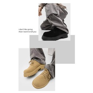 Derby Shoes 2026 New Spring Autumn Low-top for <b>Boots</b> Men's Retro <b>Work</b> Lace-up Thick-soled Height Increasing All-match <b>Leather</b> - Product Image 4