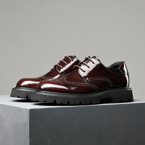 Zapatos Formales de Hombre con Punta Cuadrada Estilo Italiano, con Cordones, Parte Superior de Cuero Genuino Hecha a Mano, Suela de Goma Antideslizante, Zapatos de Negocios - Product Image 4