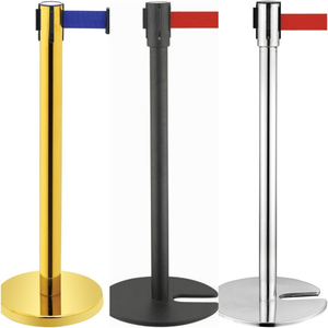 Wholesale Heavy Duty Crowd Control <b>Bracket</b> Retractable Belt Barrier U Shape Base Hotel Queue Pole Stand Barrier Stanchion Post - Product Image 2