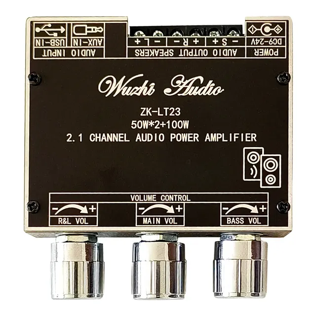 Audio Power Amplifier Board 2.1 Channel 50W+50W+100W/15W+15W+30W Subwoofer Bass AMP TWS APP Control ZK-LT23