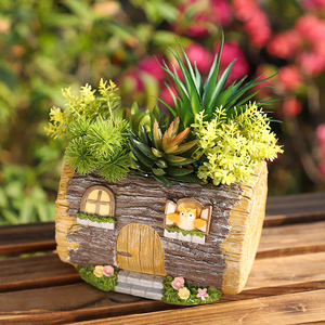 Chậu trồng cây nhựa giả cổ điển Roogo, chậu trồng cây mọng nước, đồ trang trí cây xanh, chậu trang trí sân vườn - Product Image 3